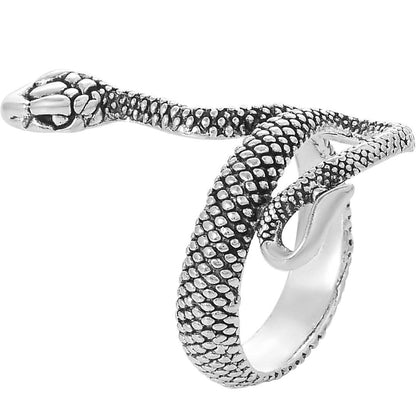 Silver and Black Color Snake Ring For Women and Girls